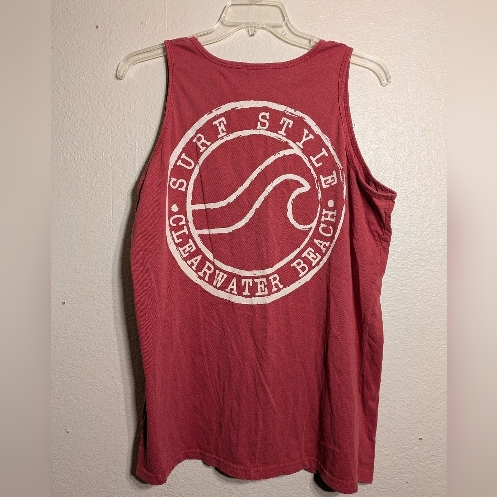 Surf Style Red Rash Guard with Wave Design Pre-owned Size Xl